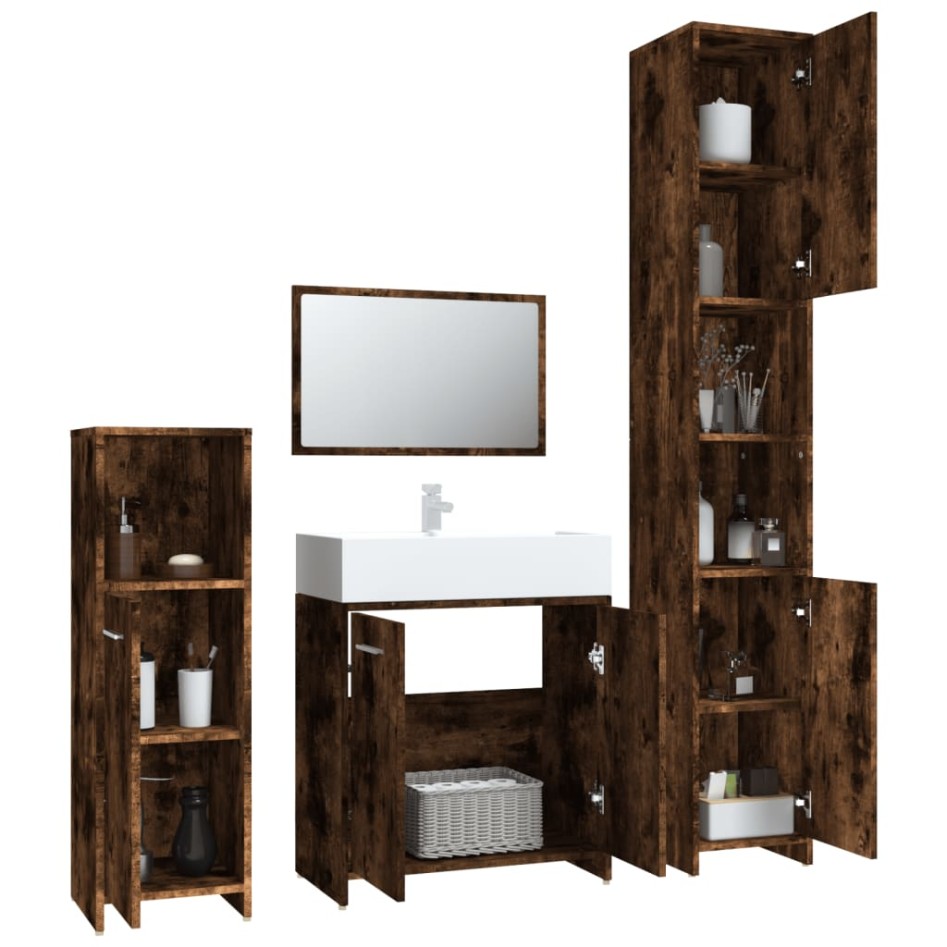 Set de muebles baño 4 pzas madera contrachapada roble