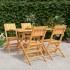 Juego de comedor para jardín 5 piezas madera maciza de