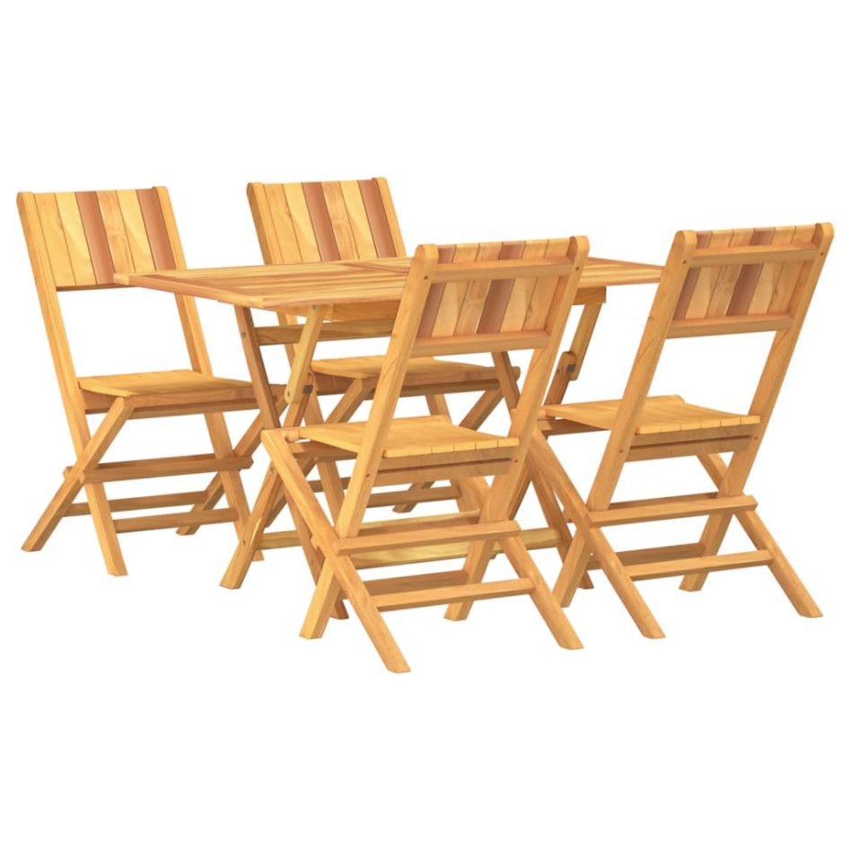 Juego de comedor para jardín 5 piezas madera maciza de