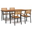 Juego de comedor de jardín 5 pzas madera maciza acacia y metal