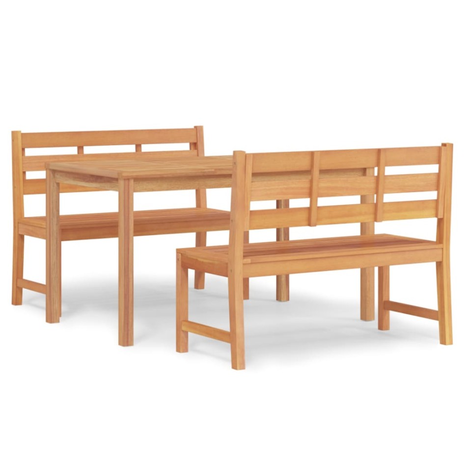 Juego de comedor para jardín 3 pzas madera maciza de