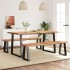 Juego de comedor con borde vivo 3 piezas madera maciza