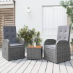 Juego muebles jardín 3 pzas madera acacia ratán sintético gris