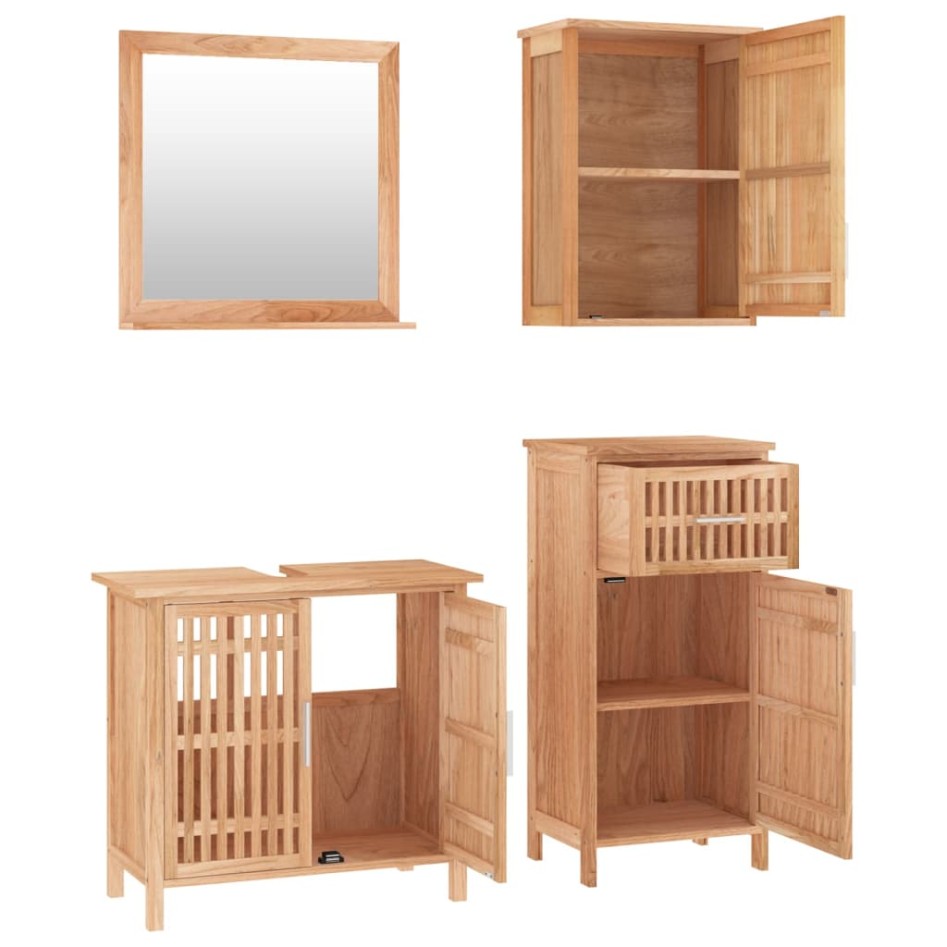 Conjunto de muebles de baño 4 piezas madera maciza de