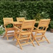 Juego de comedor para jardín 5 piezas madera maciza de teca