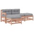 Juego de muebles jardín 4 pzas y cojines madera abeto