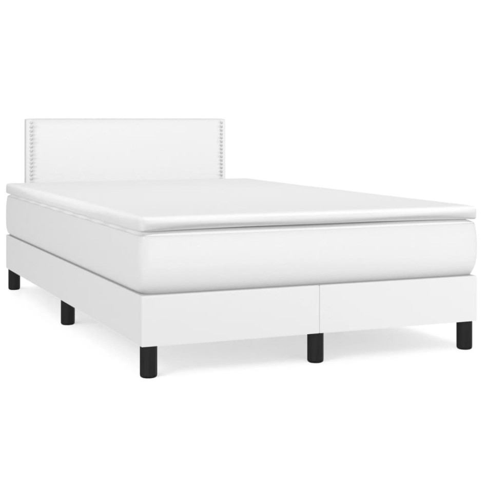 Cama box spring con colchón cuero sintético blanco 120x200
