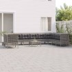 Set de muebles de jardín 11 pzas y cojines ratán sintético gris