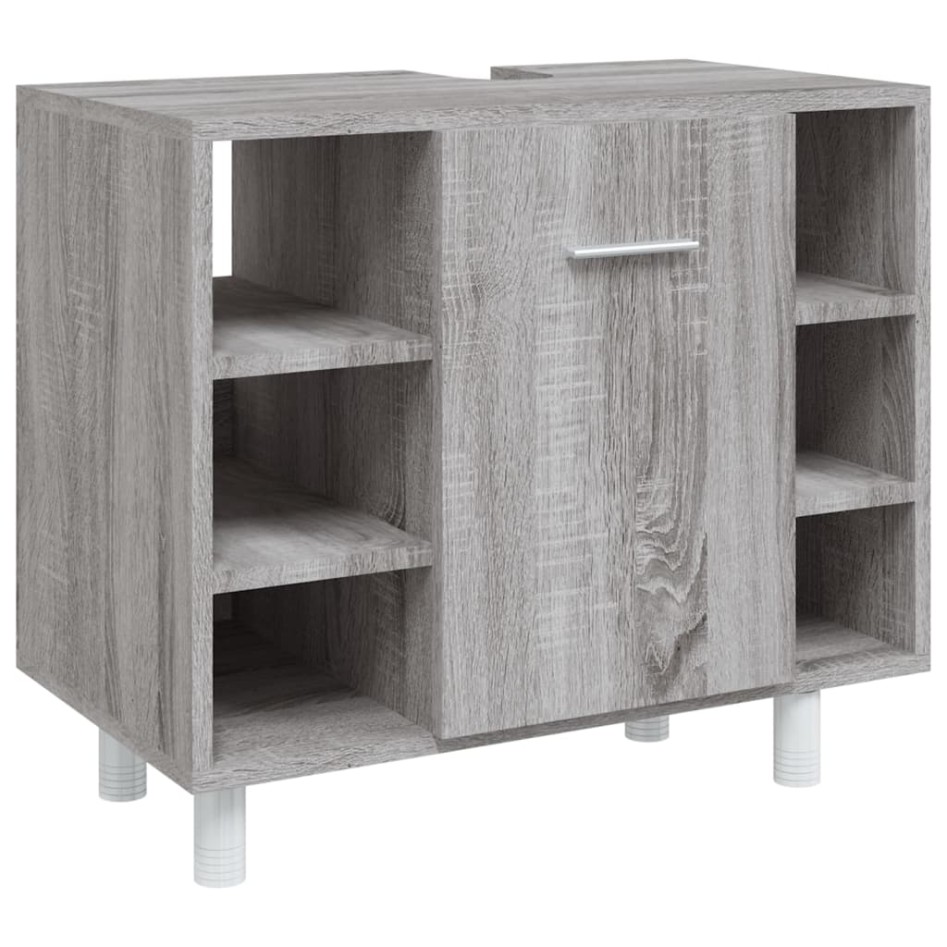 Set de armario de baño 4 pzas madera contrachapada gris