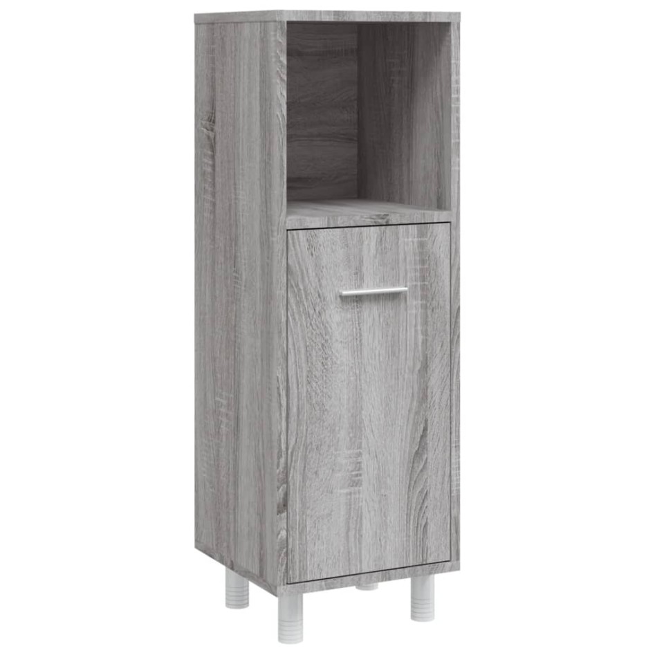 Set de armario de baño 4 pzas madera contrachapada gris