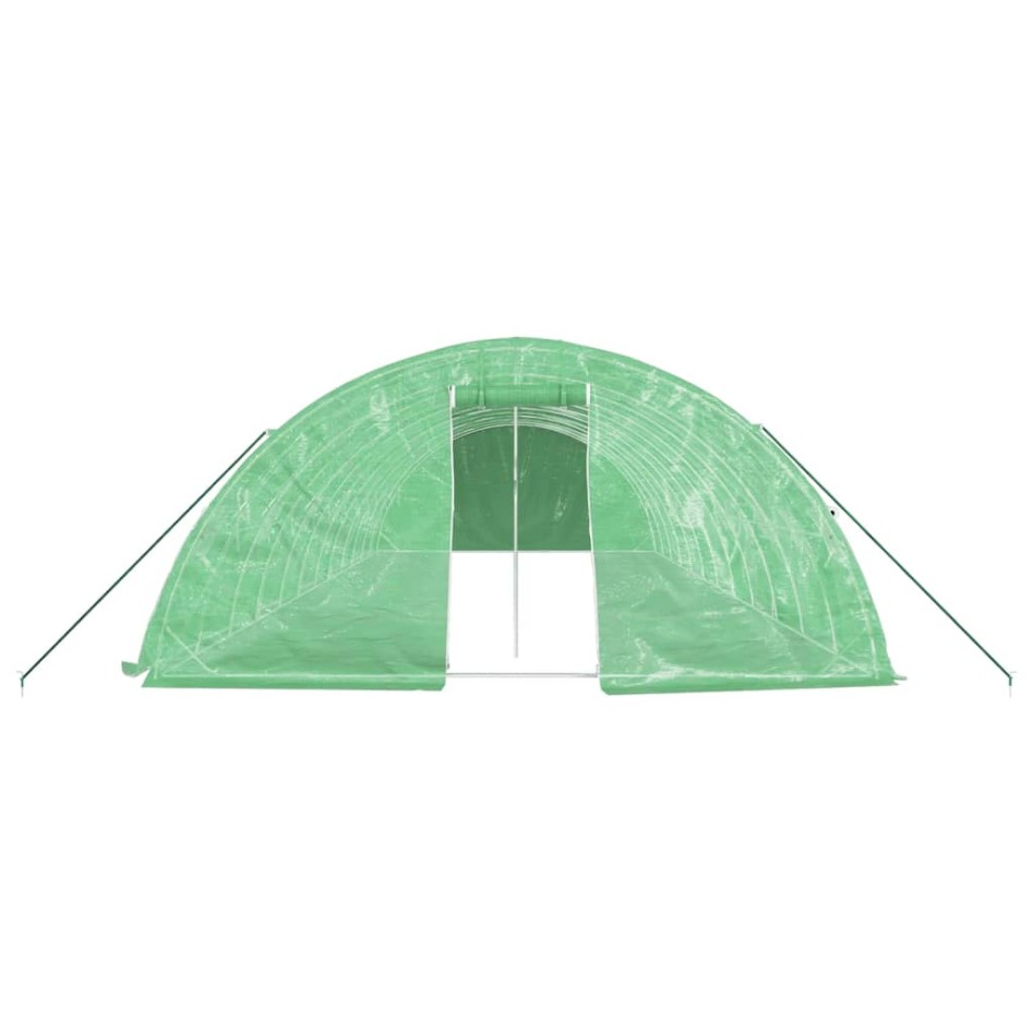 Invernadero con estructura de acero verde 60 m² 12x5x2,3