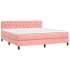 Cama box spring con colchón terciopelo rosa 160x200