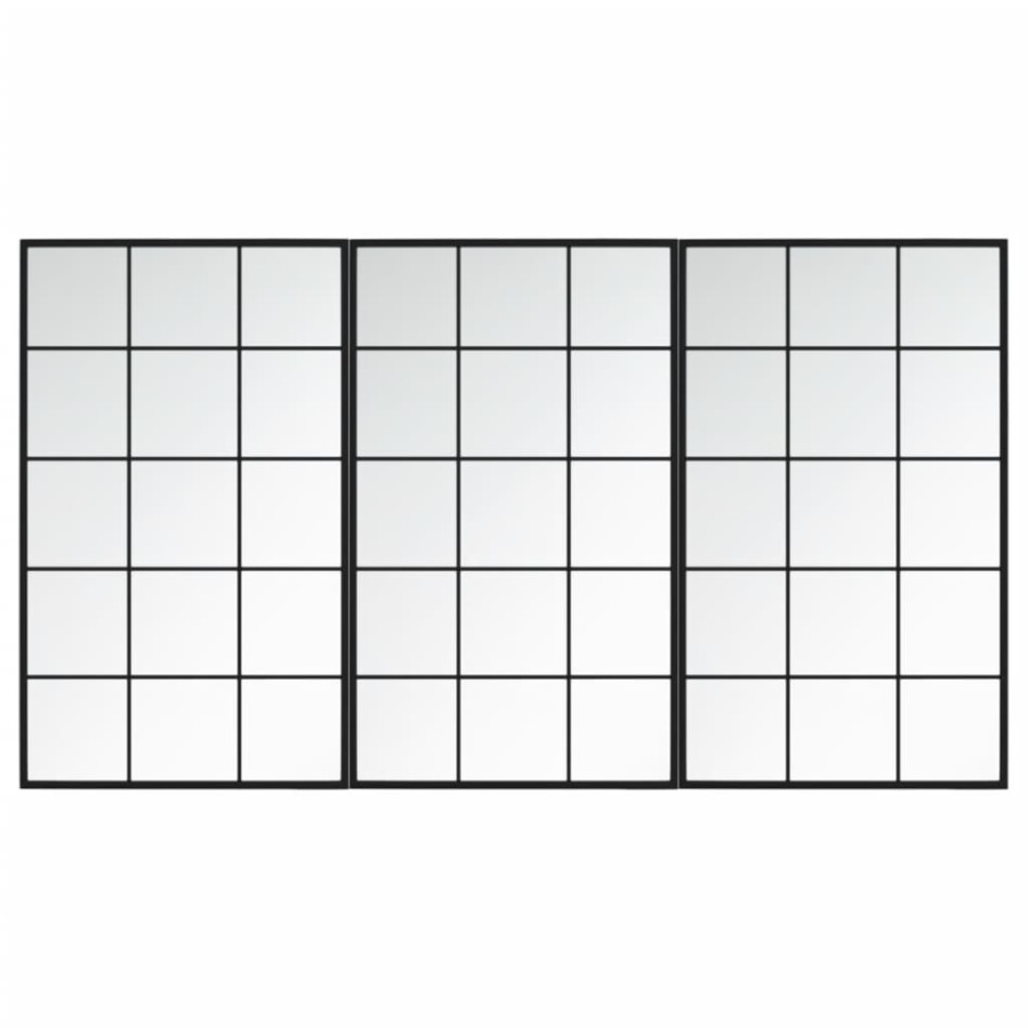 Espejos de pared 3 uds metal negro 100x60