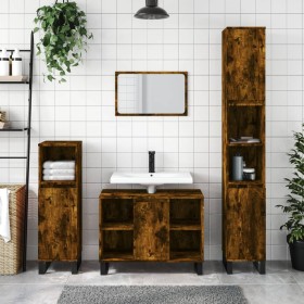 Set de muebles baño 3 pzas madera contrachapada roble