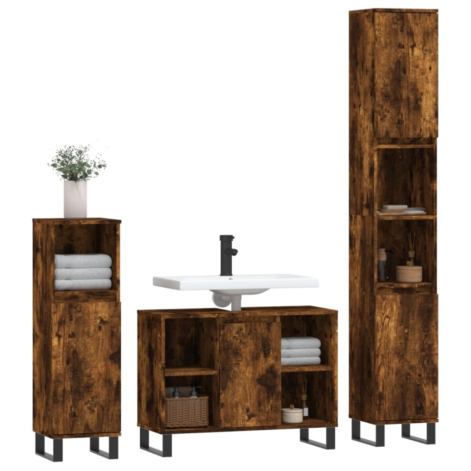 Set de muebles baño 3 pzas madera contrachapada roble