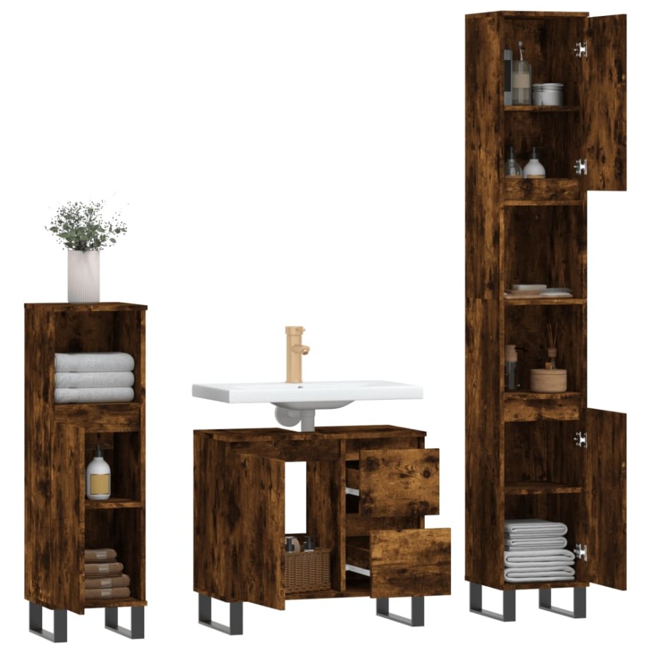 Set de muebles baño 3 pzas madera contrachapada roble
