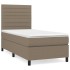 Cama box spring con colchón tela gris taupe 90x190