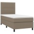 Cama box spring con colchón tela gris taupe 90x190