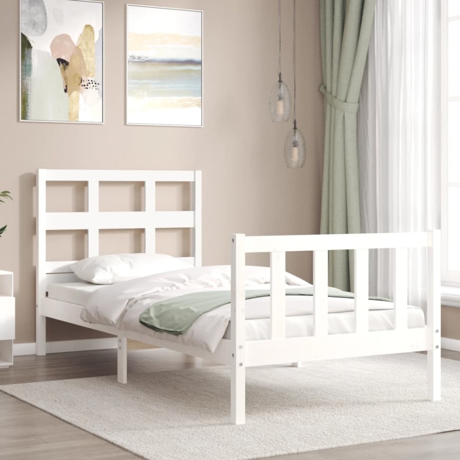 Estructura de cama con cabecero madera maciza