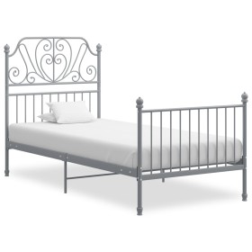 Estructura de cama de metal gris 100x200