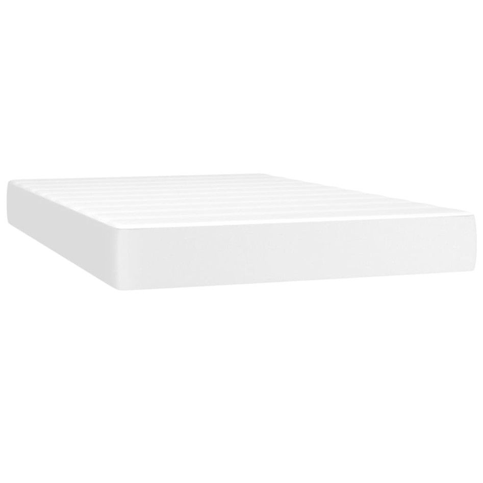 Cama box spring con colchón cuero sintético blanco 120x200