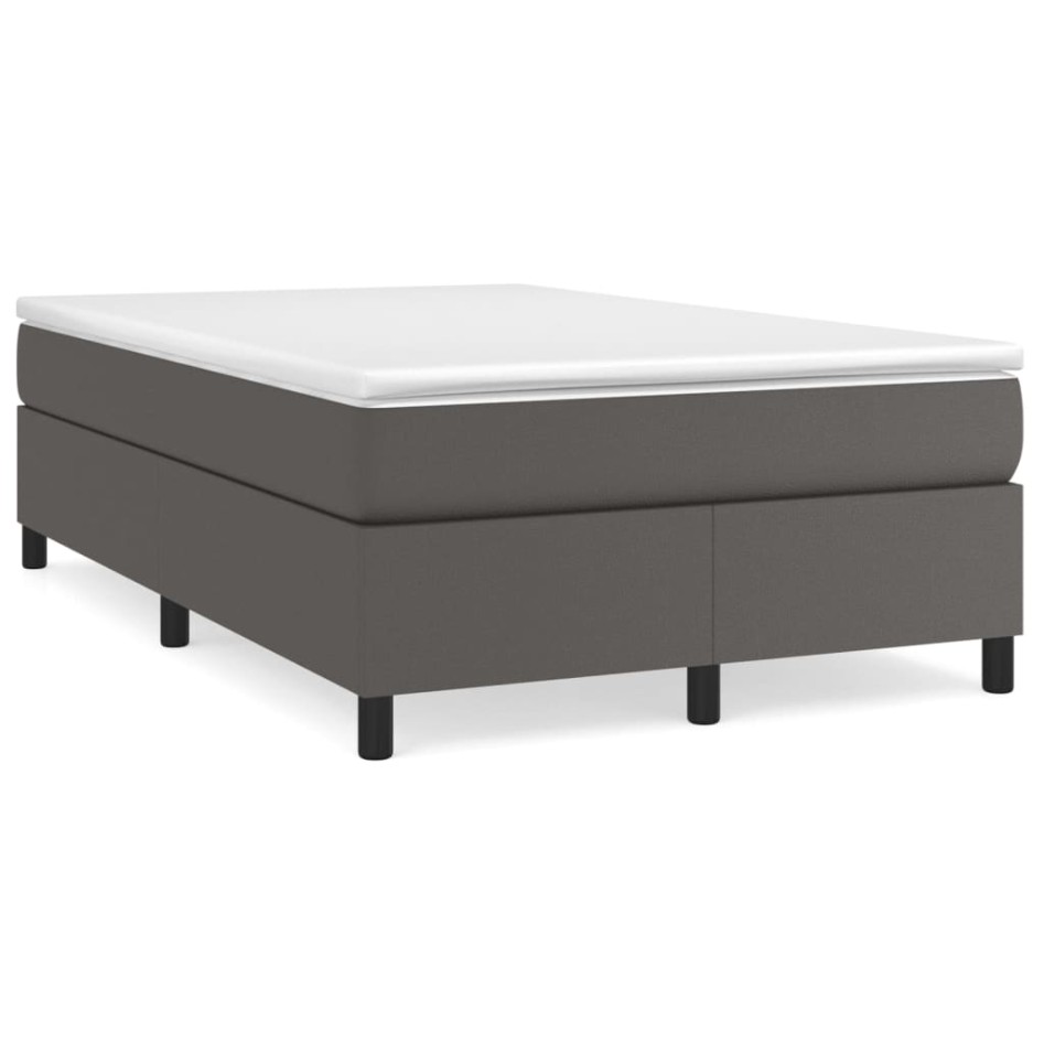 Cama box spring con colchón cuero sintético gris 120x200