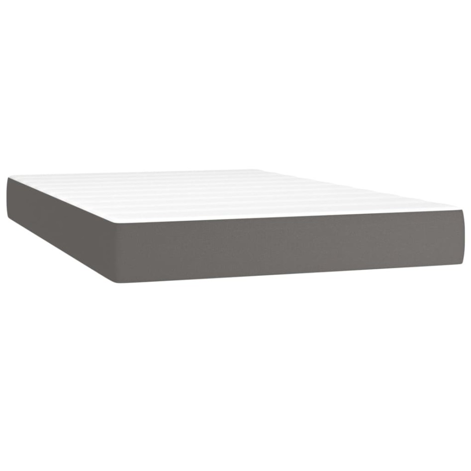 Cama box spring con colchón cuero sintético gris 120x200