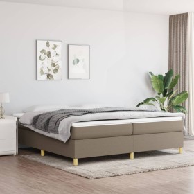 Cama box spring con colchón tela gris taupe 200x200