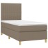 Cama box spring con colchón tela gris taupe 90x200