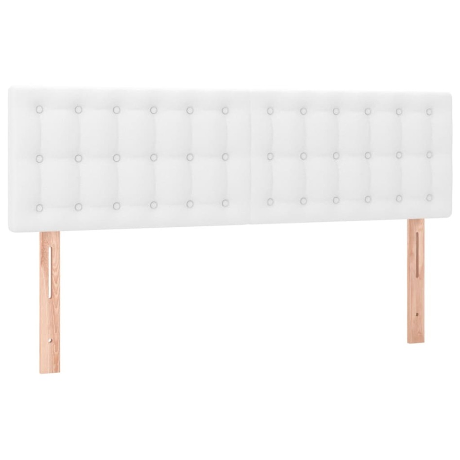 Cama box spring con colchón cuero sintético blanco