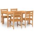 Juego de comedor para jardín 5 piezas madera maciza de