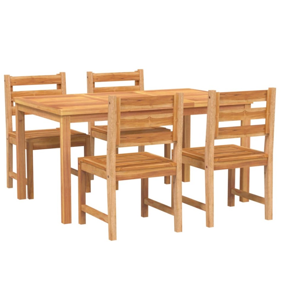 Juego de comedor para jardín 5 piezas madera maciza de
