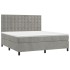 Cama box spring con colchón terciopelo gris claro 160x200