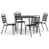 Juego de comedor de jardín 5 piezas acero gris
