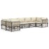Set muebles de jardín 7 pzas y cojines ratán PE gris