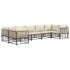 Set muebles de jardín 7 pzas y cojines ratán PE gris