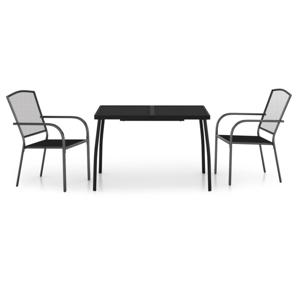 Juego de comedor de jardín 3 piezas acero gris