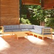 Juego de muebles de jardín 8 pzas y cojines madera maciza pino