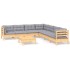Juego de muebles de jardín 8 pzas y cojines madera maciza