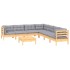 Juego de muebles de jardín 8 pzas y cojines madera maciza