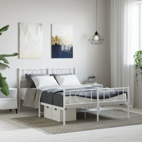 Estructura cama sin colchón con estribo metal blanco 120x190