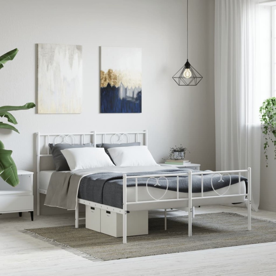 Estructura cama sin colchón con estribo metal blanco 120x190