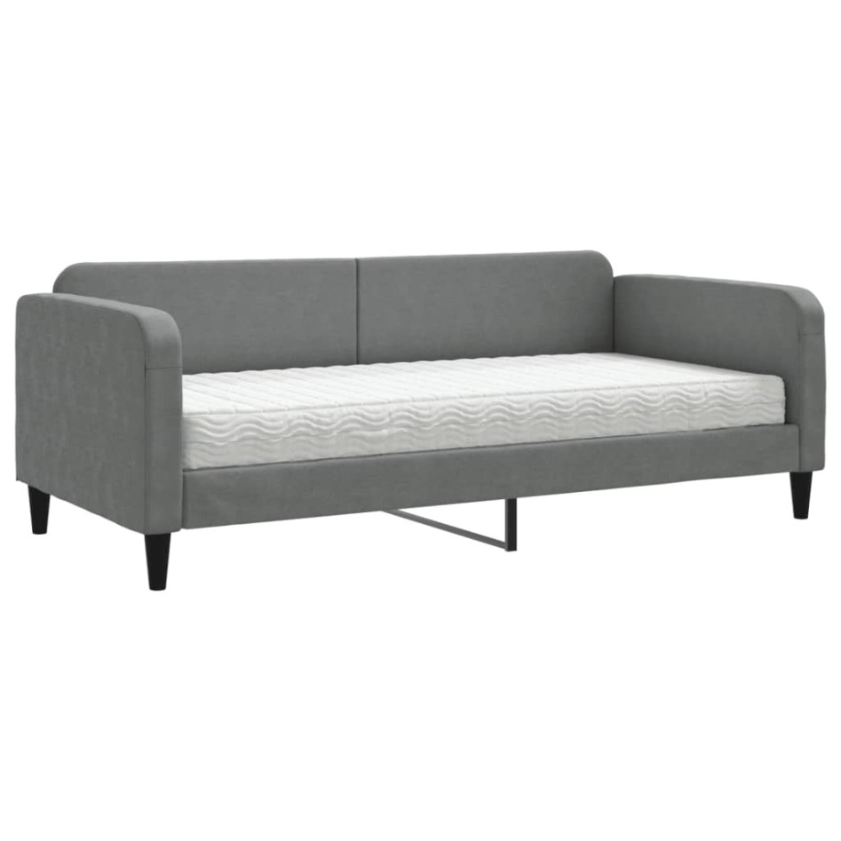 Sofá cama con colchón tela gris oscuro 90x190