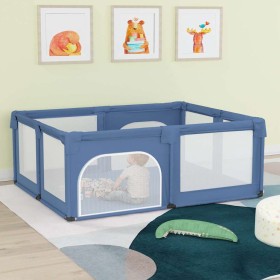 Parque para bebés con 2 puertas tela Oxford azul