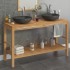 Mueble tocador madera teca maciza con lavabos de mármol