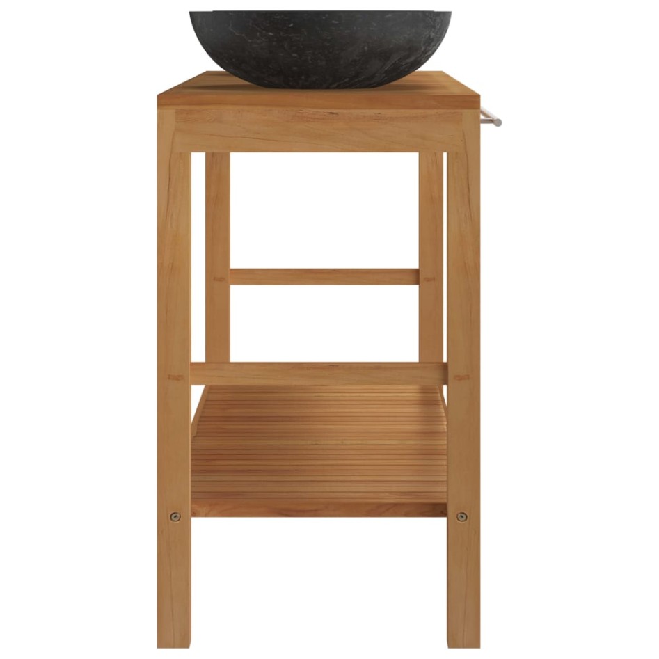 Mueble tocador madera teca maciza con lavabos de mármol