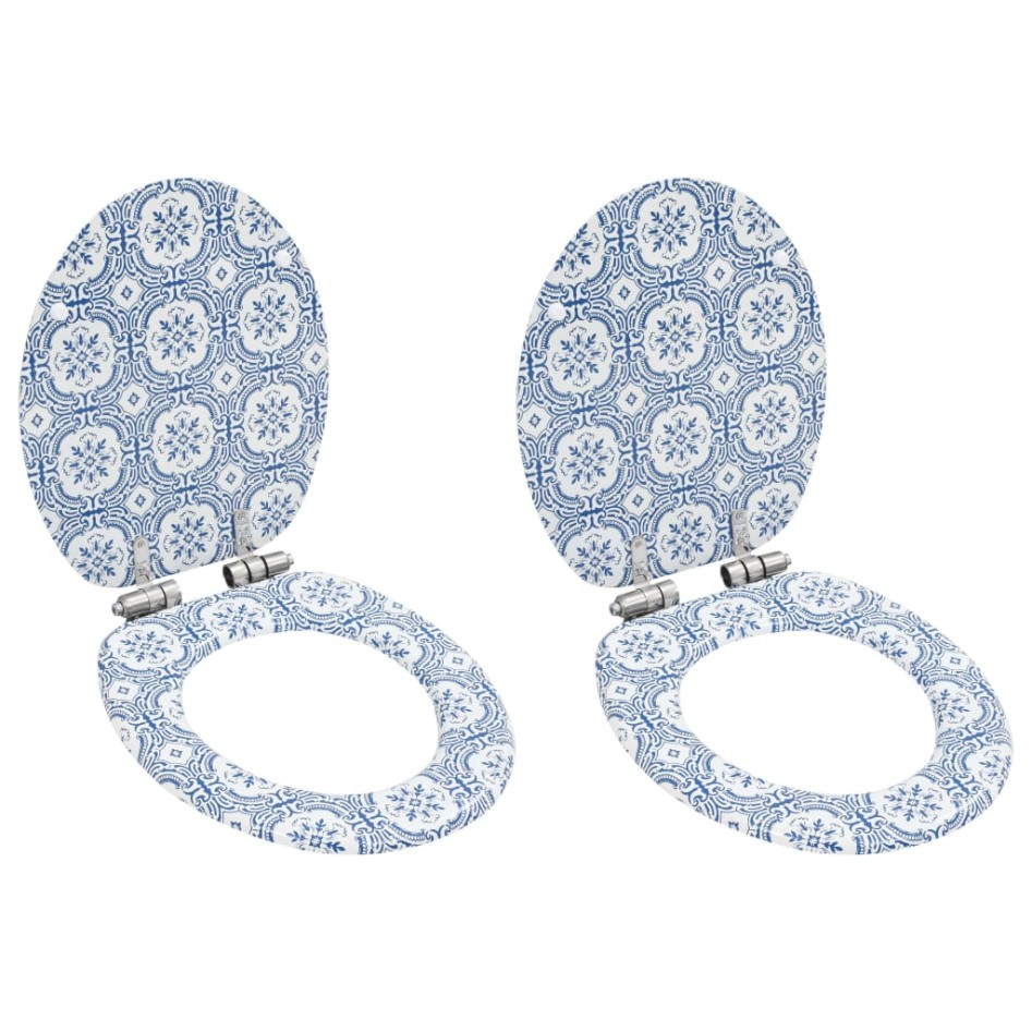 Asiento inodoro WC 2 uds tapa cierre suave MDF diseño