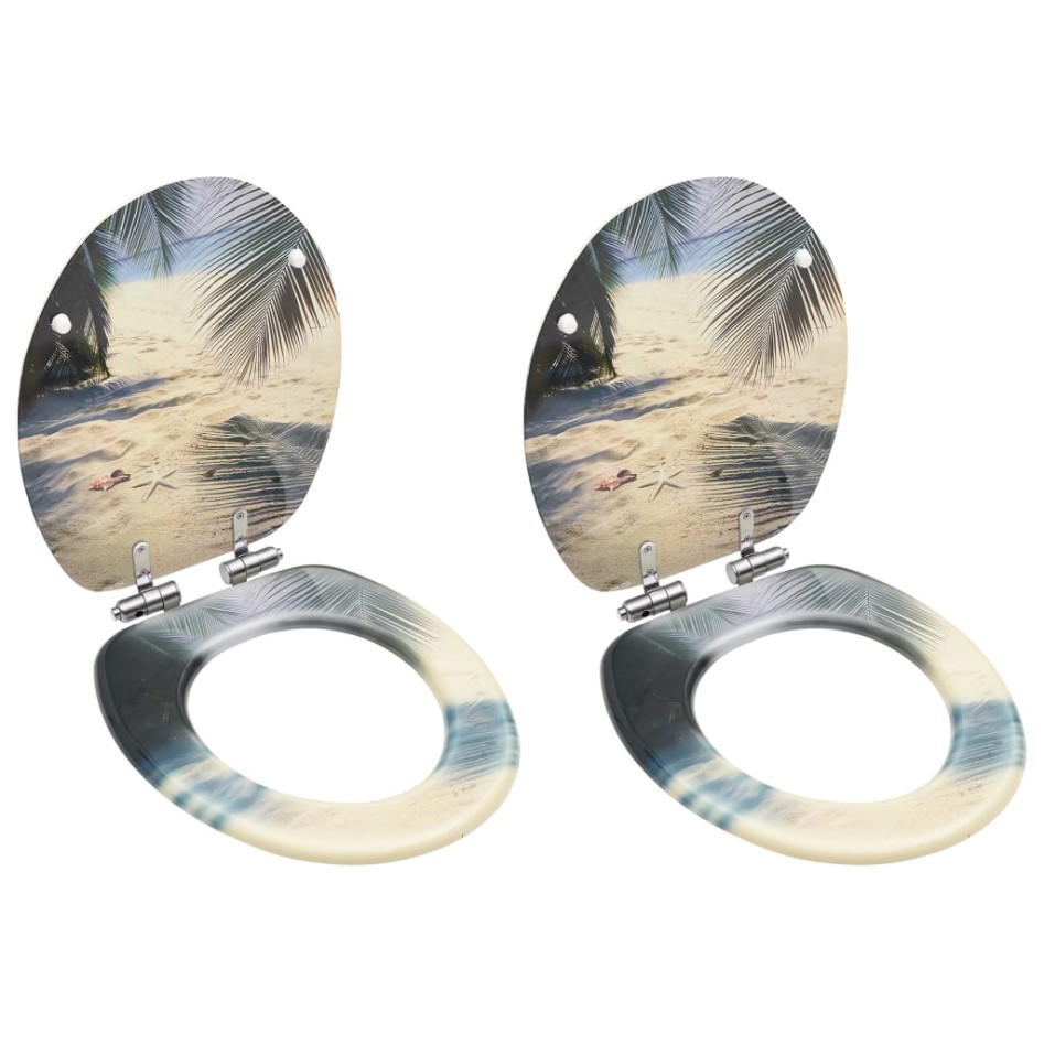 Asiento de inodoro tapa cierre suave 2 uds MDF diseño de