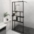 Mampara ducha con estante vidrio ESG y aluminio negro 90x195