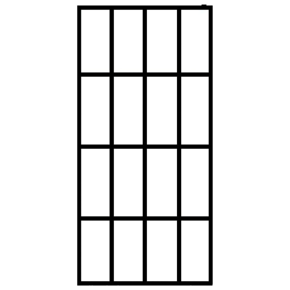 Mampara ducha con estante vidrio ESG y aluminio negro 80x195